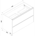 Lotus wastafelonderkast Wiesbaden met 2 lades, 100x45,2 cm in natuurlijk eiken en matzwart