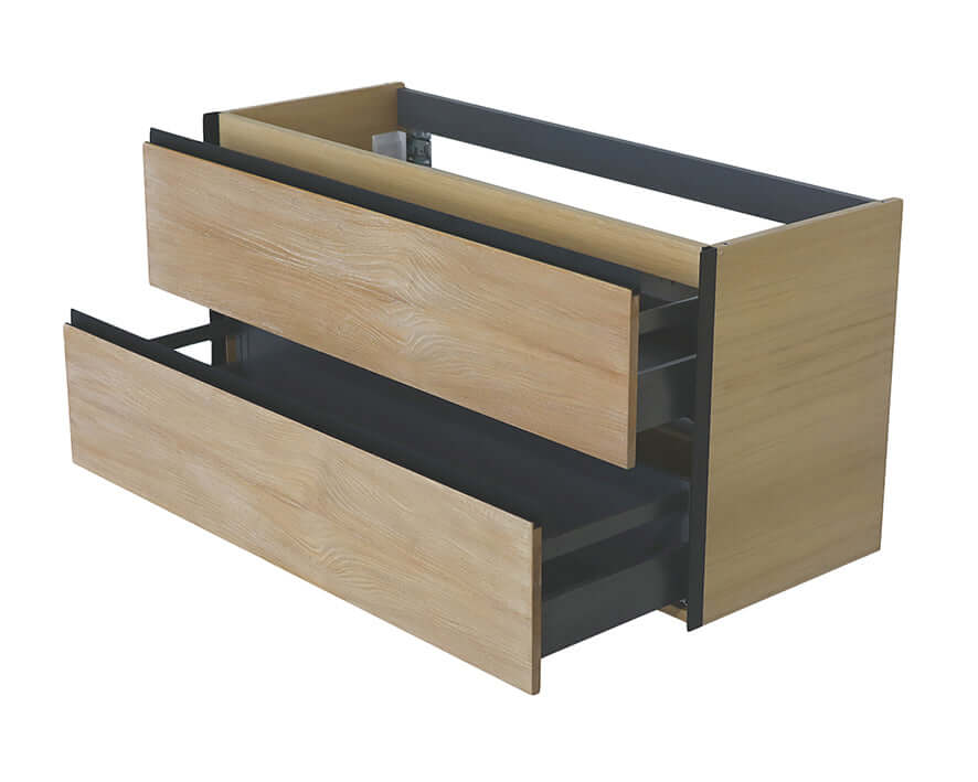 Lotus wastafelonderkast Wiesbaden met 2 lades, 120x45,2 cm in natuurlijk eiken en matzwart Secundaire afbeelding