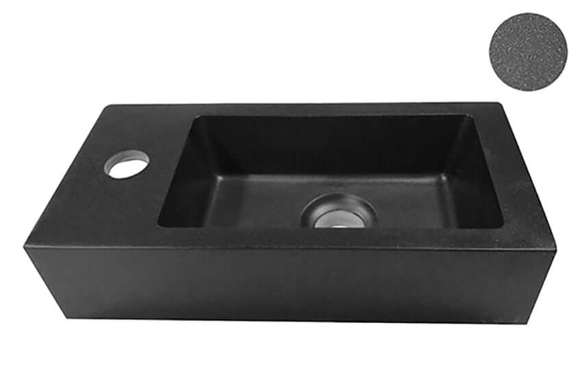 Mini-Rhea Fontein Wiesbaden Links in kwarts, zwarte fontein 36,5X18X9 cm, perfect voor toiletten. Hoofdafbeelding