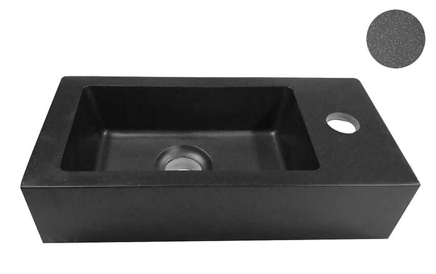 Fontein van Wiesbaden in zwart, 36,5X18X9 cm, perfect voor elk toilet in kwarts. Hoofdafbeelding