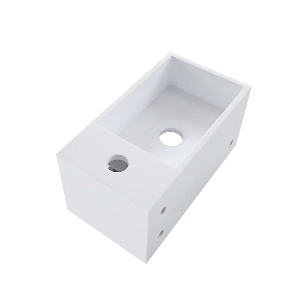 Solid Surface Fontein met Handdoekhouder Wiesbaden (Kraangat Rechts) 35,6X20,3X15,9 Cm