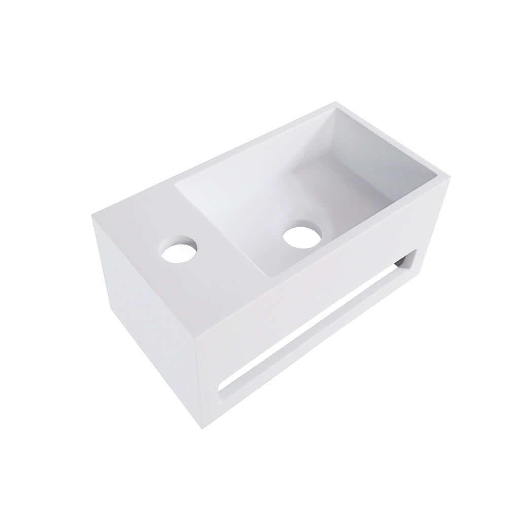 Solid Surface Fontein met Handdoekhouder Wiesbaden (Kraangat Links) 35,6X20,3X15,9 Cm Hoofdafbeelding