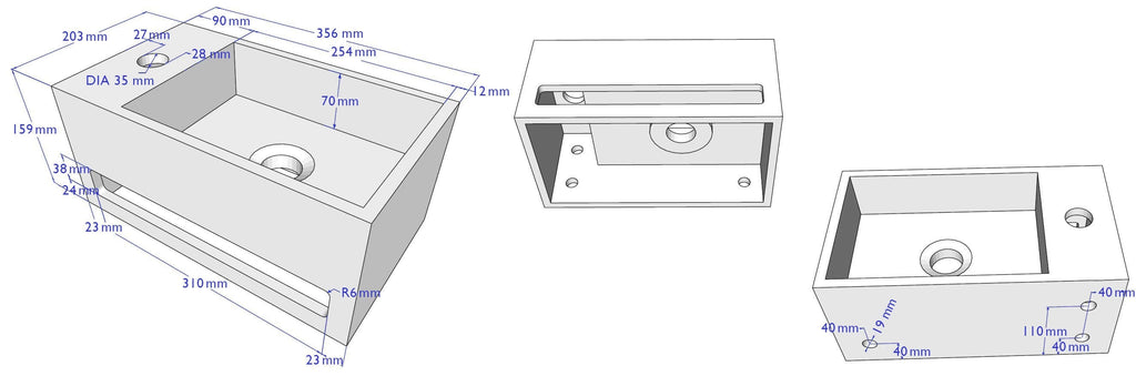 Solid Surface Fontein met Handdoekhouder Wiesbaden (Kraangat Links) 35,6X20,3X15,9 Cm