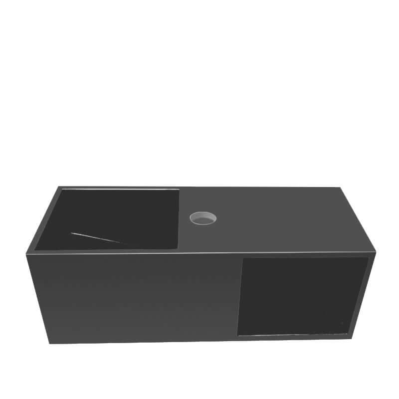 Julia Fountain Wiesbaden 54X20X20Cm met Nis in Solid Surface, Mat Zwart Hoofdafbeelding