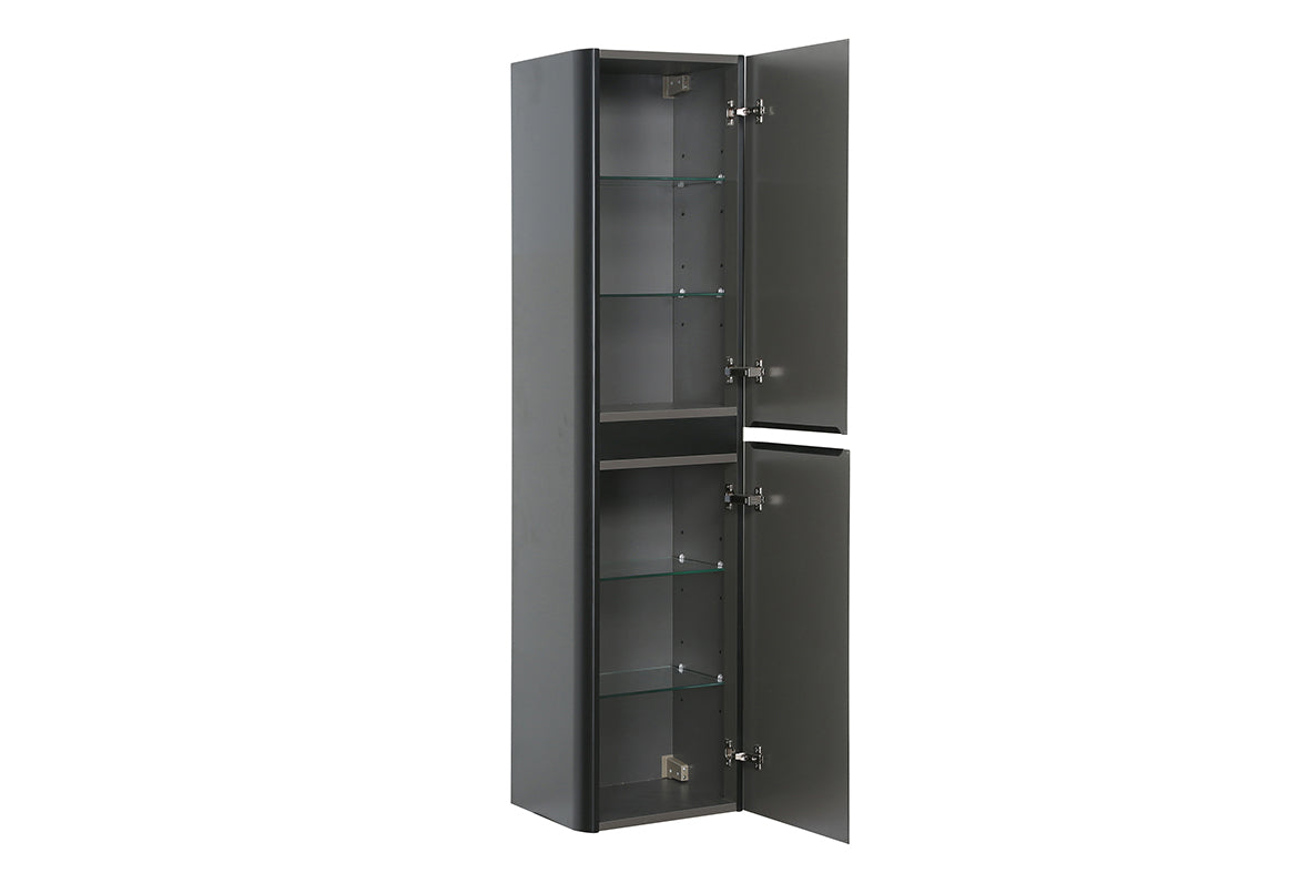 Novira kolomkast afgeronde hoeken 160 x 40 x 35 cm mat zwart