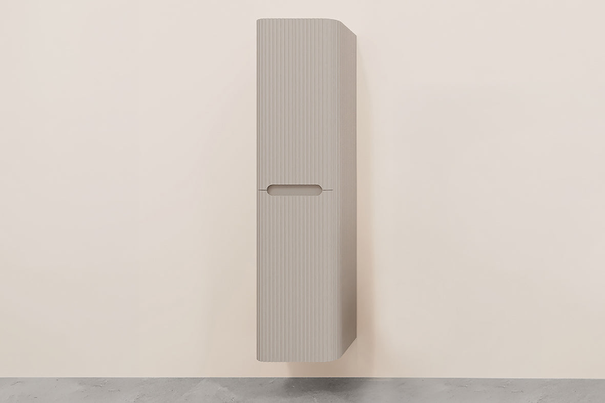 Sulora kolomkast afgeronde hoeken geribbeld 160 x 40 x 35 cm mat beige Hoofdafbeelding