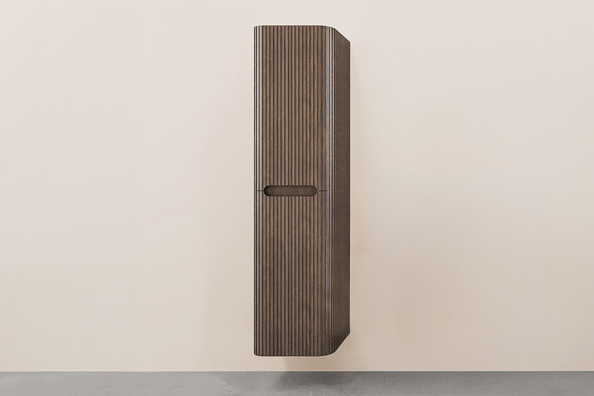 Sulora kolomkast afgeronde hoeken geribbeld 160 x 40 x 35 cm bruin eiken Hoofdafbeelding