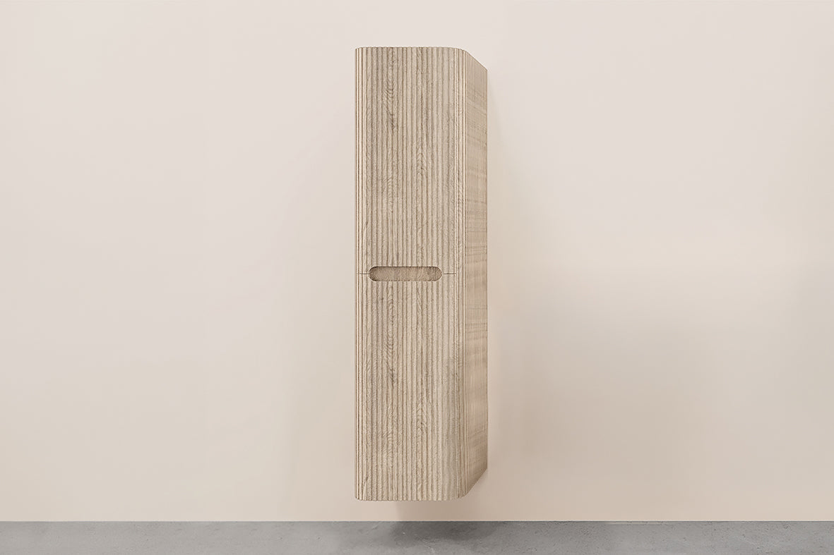 Sulora kolomkast afgeronde hoeken geribbeld 160 x 40 x 35 cm licht eiken Hoofdafbeelding
