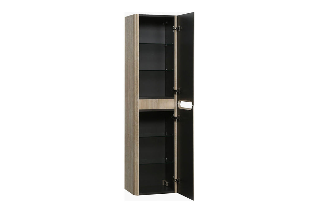 Sulora kolomkast afgeronde hoeken geribbeld 160 x 40 x 35 cm licht eiken