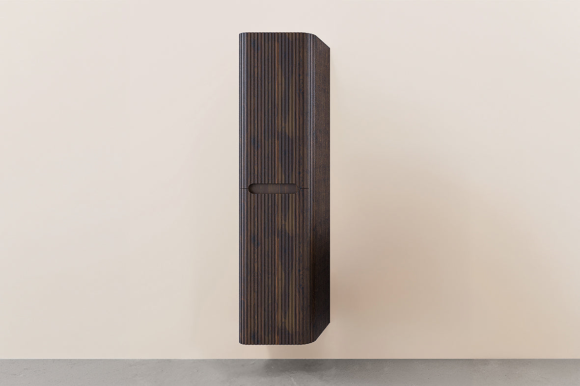 Sulora kolomkast afgeronde hoeken geribbeld 160 x 40 x 35 cm walnoot Hoofdafbeelding