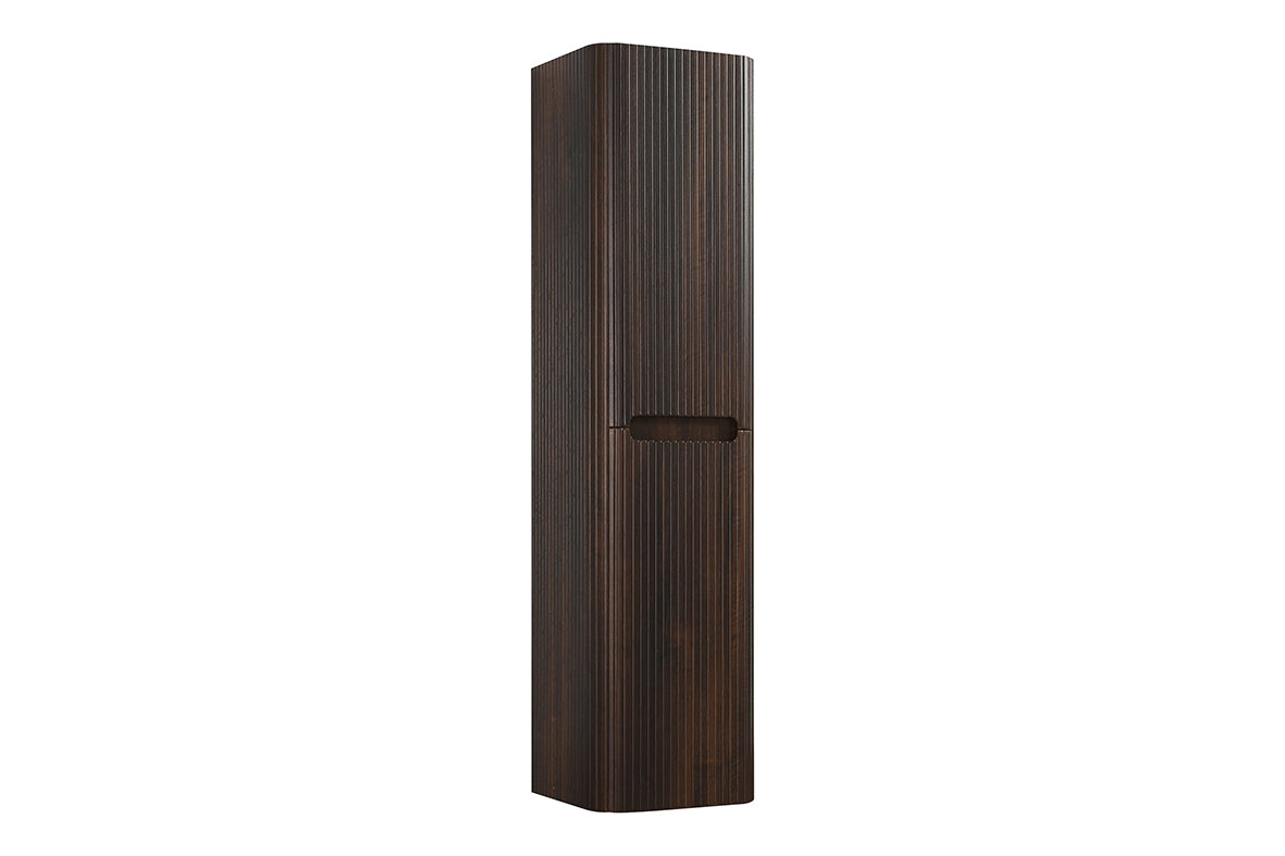 Sulora kolomkast afgeronde hoeken geribbeld 160 x 40 x 35 cm walnoot Secundaire afbeelding