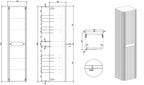 Sulora kolomkast afgeronde hoeken geribbeld 160 x 40 x 35 cm walnoot