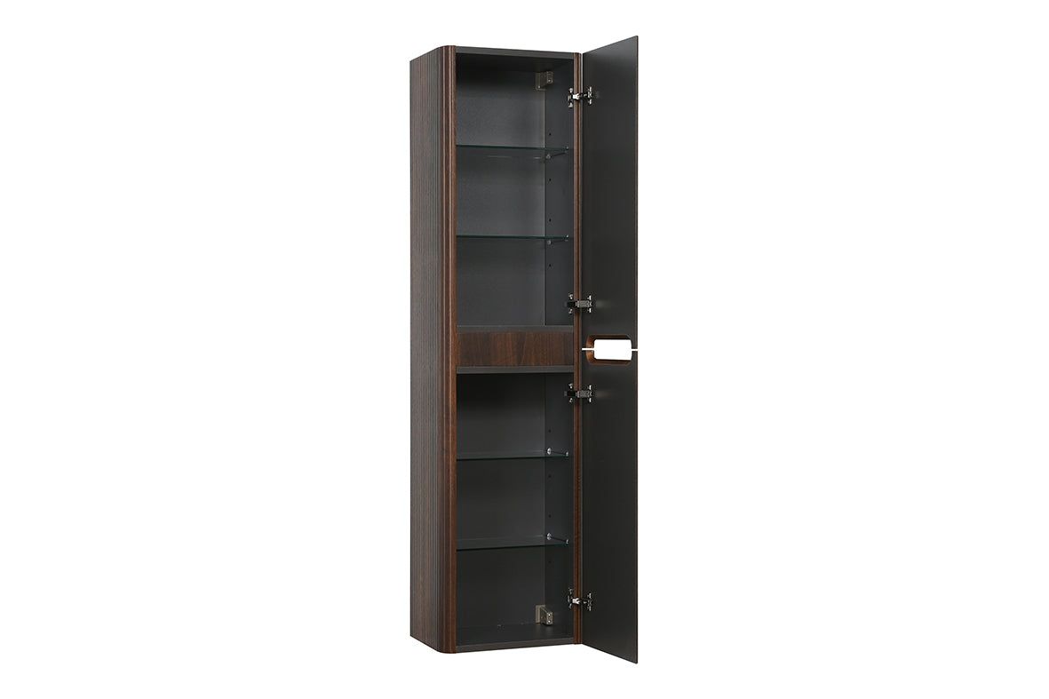 Sulora kolomkast afgeronde hoeken geribbeld 160 x 40 x 35 cm walnoot