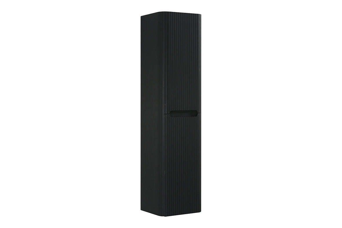 Sulora kolomkast afgeronde hoeken geribbeld 160 x 40 x 35 cm mat zwart Secundaire afbeelding