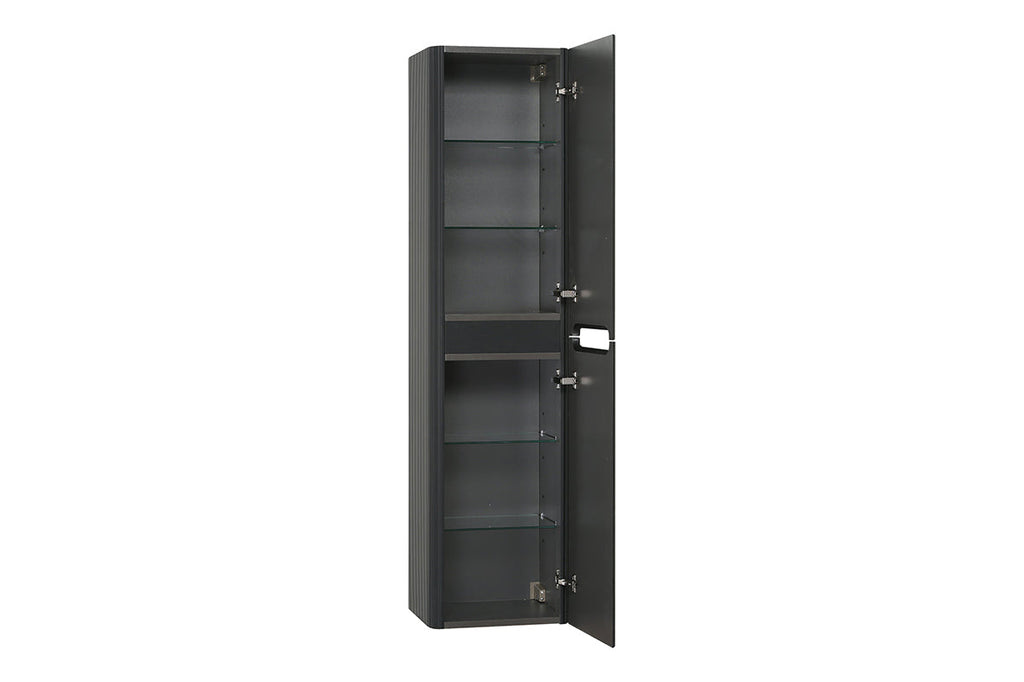 Sulora kolomkast afgeronde hoeken geribbeld 160 x 40 x 35 cm mat zwart