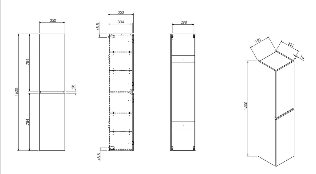 Alvara kolomkast 160x35x35 cm grijs eiken
