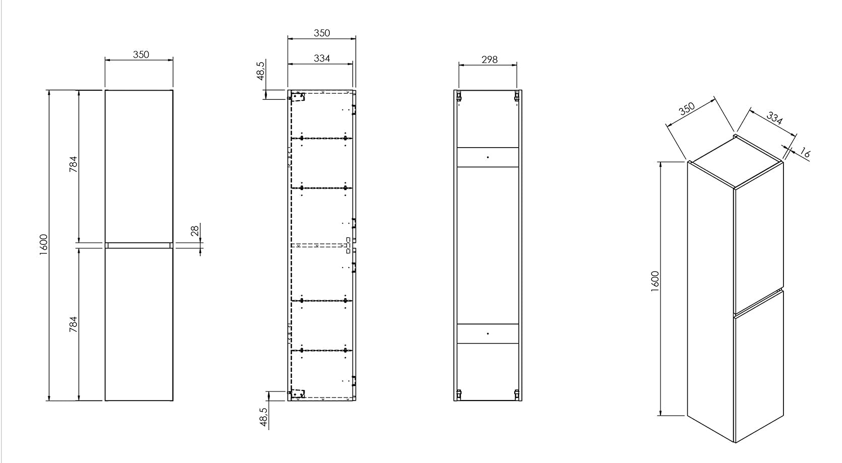 Alvara kolomkast 160x35x35 cm grijs eiken