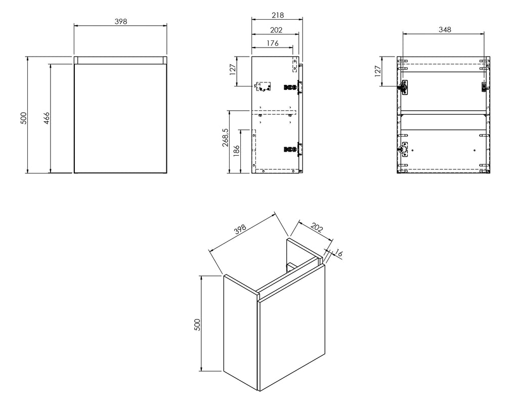 Alvara fonteinkast 40 x 22 x 50 cm warm eiken