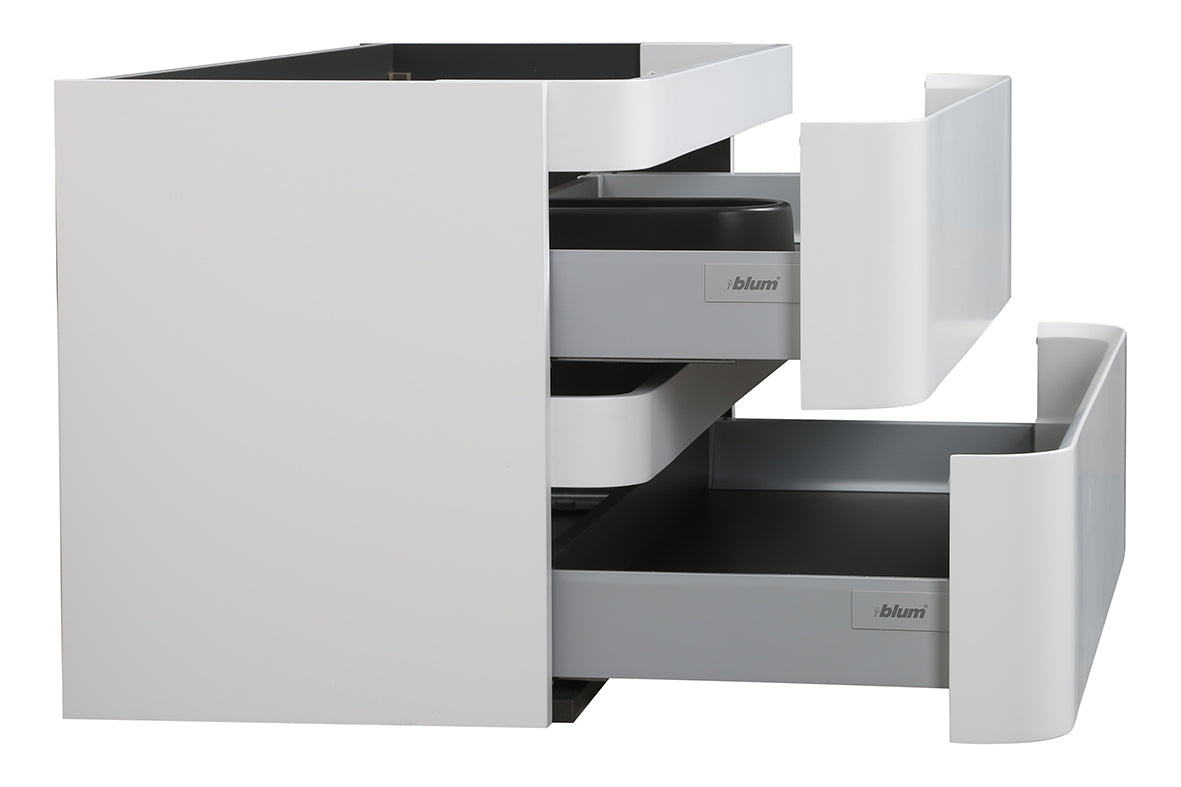 Novira onderkast afgeronde hoeken met 2 laden 1 uitsparing 80 x 48 cm mat wit