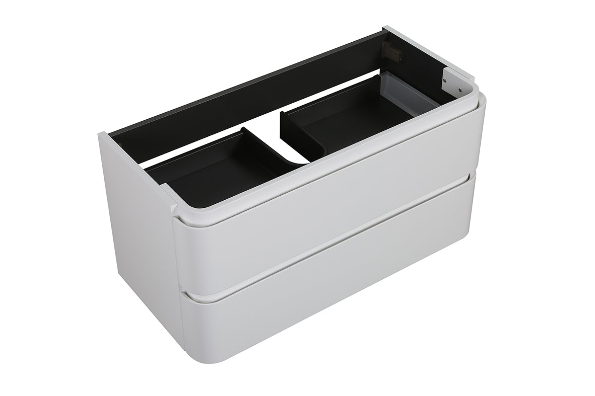 Novira onderkast afgeronde hoeken met 2 laden 1 uitsparing 80 x 48 cm mat wit