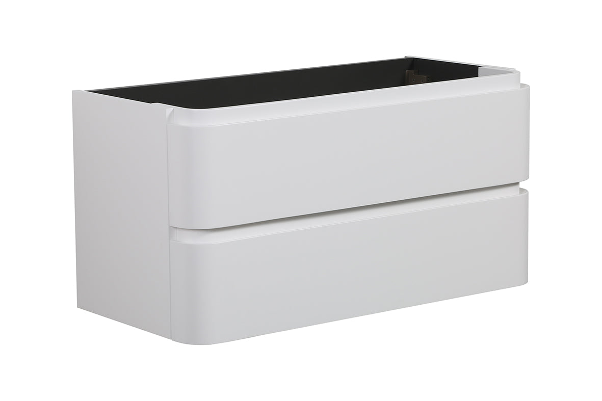 Novira onderkast afgeronde hoeken met 2 laden 1 uitsparing 100 x 48 cm mat wit Secundaire afbeelding