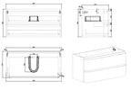 Novira onderkast afgeronde hoeken met 2 laden 1 uitsparing 100 x 48 cm mat wit
