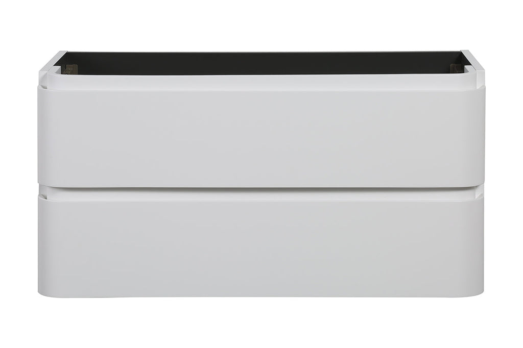 Novira onderkast afgeronde hoeken met 2 laden 1 uitsparing 120 x 48 cm mat wit
