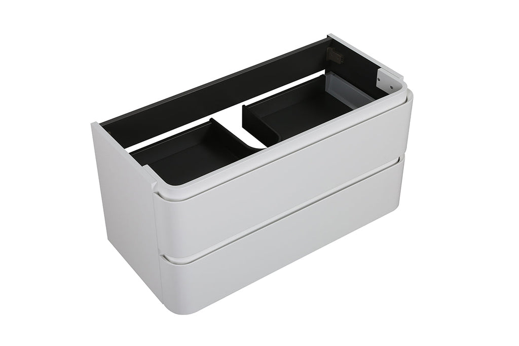 Novira onderkast afgeronde hoeken met 2 laden 1 uitsparing 120 x 48 cm mat wit