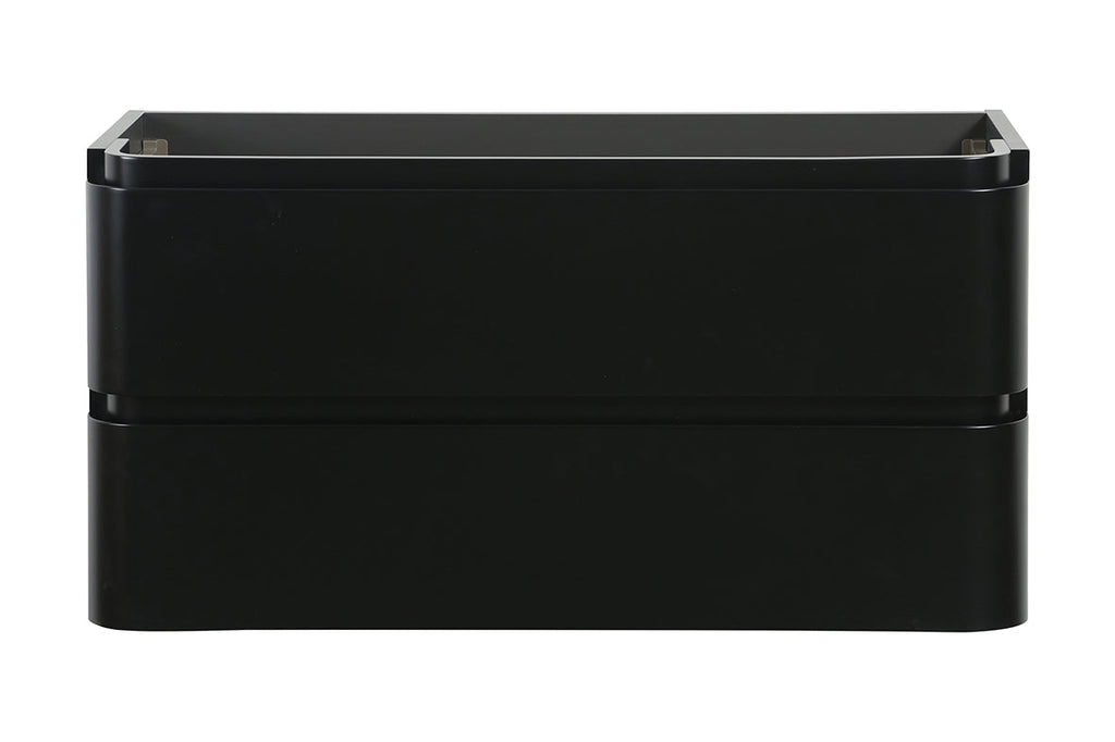 Novira onderkast afgeronde hoeken met 2 laden 1 uitsparing 100 x 48 cm mat zwart
