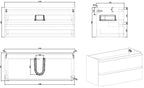 Novira onderkast afgeronde hoeken met 2 laden 1 uitsparing 120 x 48 cm mat zwart