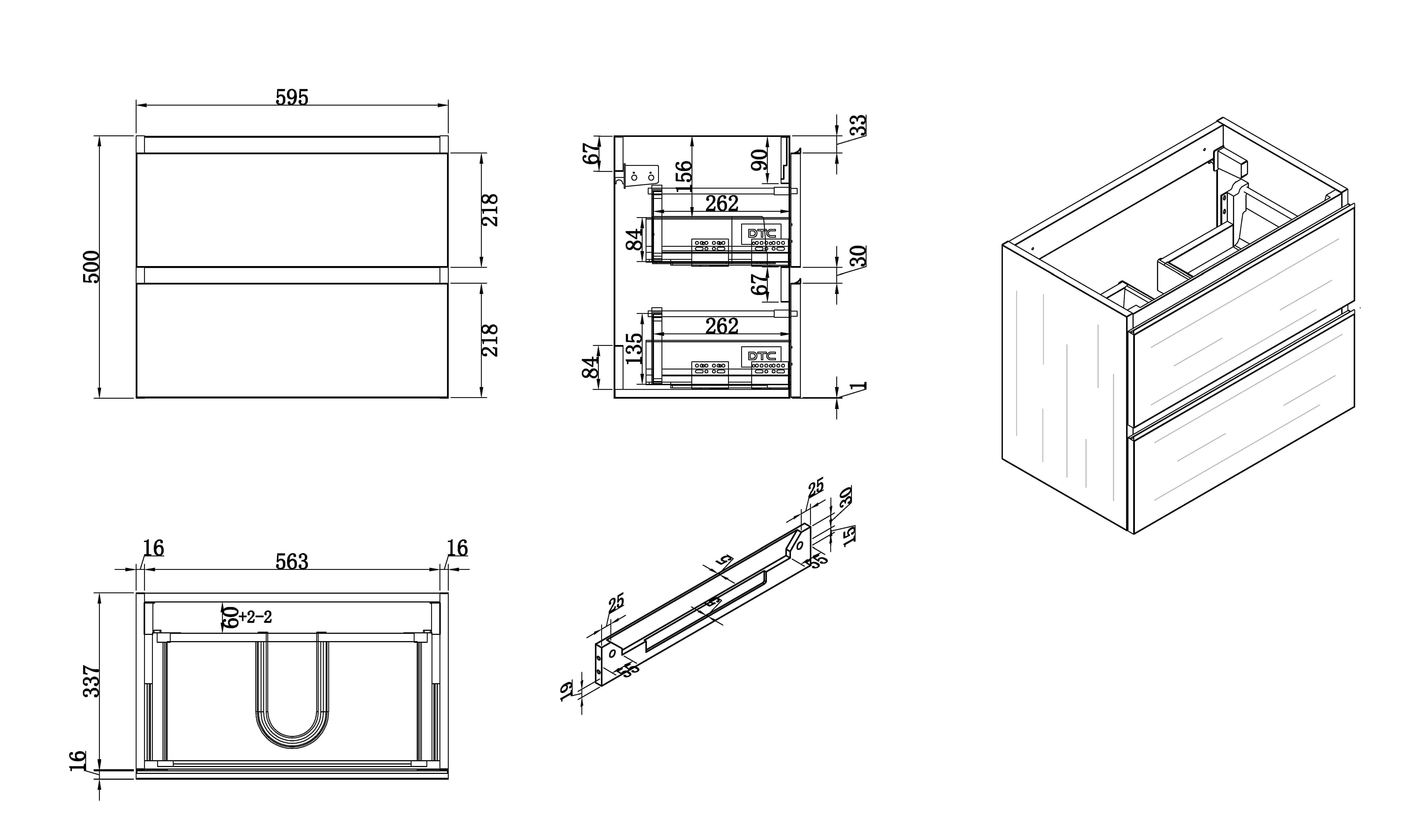 Shall onderkast 60 x 36 cm houtnerf grijs Secundaire afbeelding