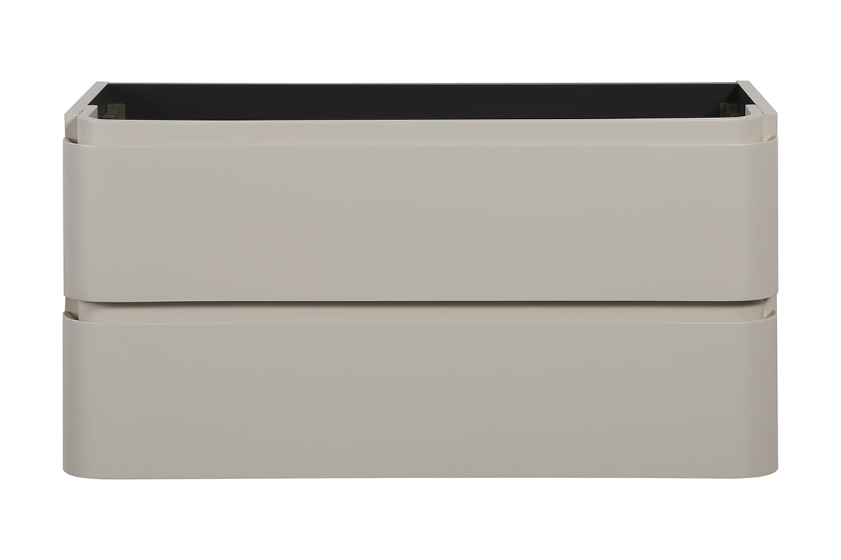 Novira onderkast afgeronde hoeken met 2 laden 1 uitsparing 100 x 48 cm mat zand