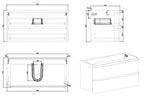 Novira onderkast afgeronde hoeken met 2 laden 1 uitsparing 100 x 48 cm mat zand