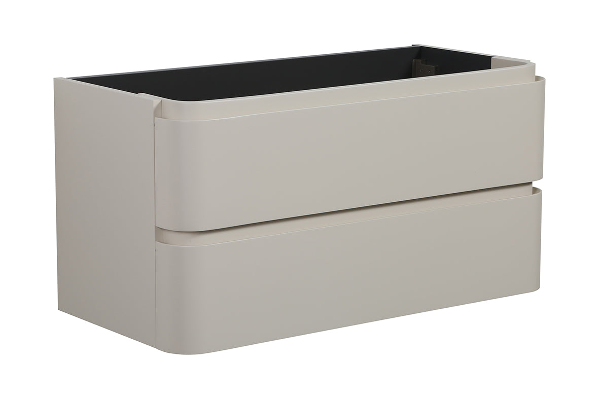 Novira onderkast afgeronde hoeken met 2 laden 1 uitsparing 120 x 48 cm mat zand Secundaire afbeelding
