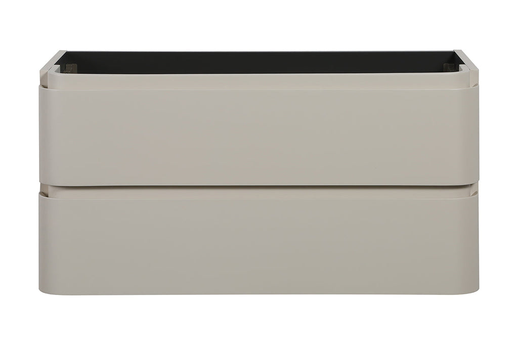 Novira onderkast afgeronde hoeken met 2 laden 1 uitsparing 120 x 48 cm mat zand