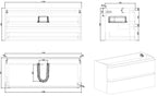 Novira onderkast afgeronde hoeken met 2 laden 1 uitsparing 120 x 48 cm mat zand
