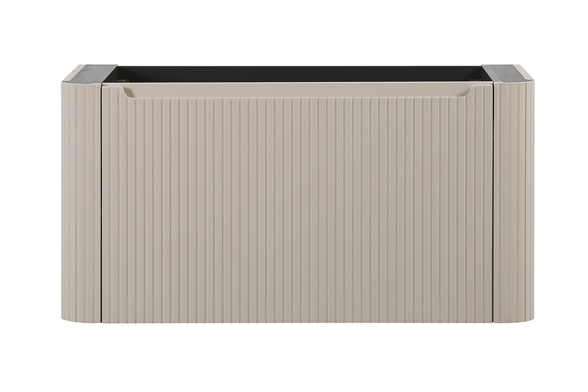 Sulora onderkast afgeronde hoeken geribbeld met 1 lade 1 uitsparing 100 x 48 cm mat beige