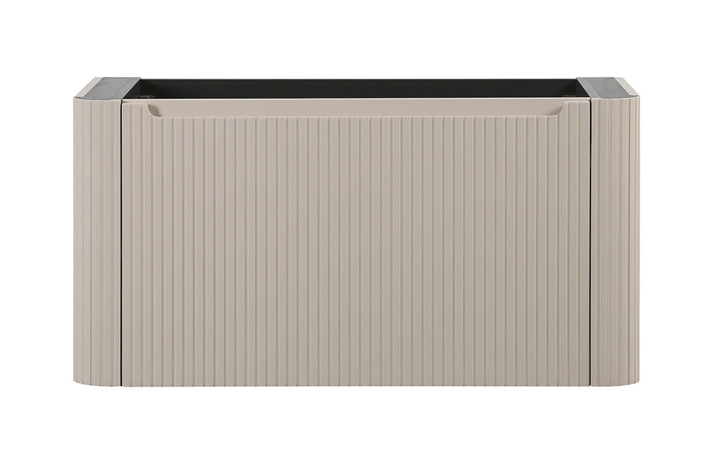 Sulora onderkast afgeronde hoeken geribbeld met 1 lade 1 uitsparing 80 x 48 cm mat beige