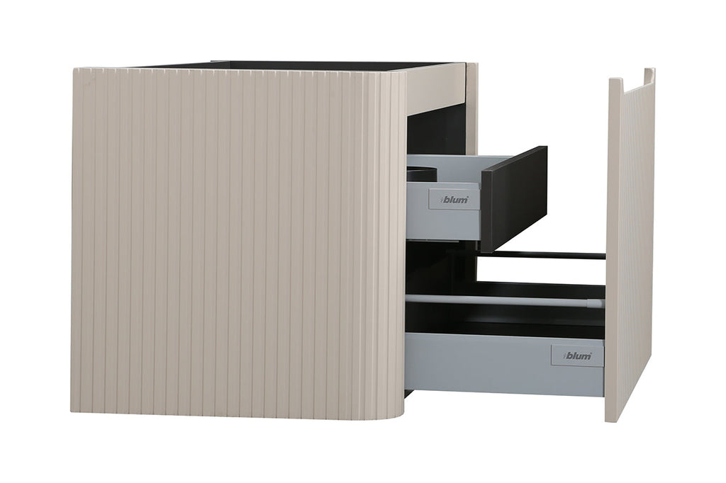 Sulora onderkast afgeronde hoeken geribbeld met 1 lade 1 uitsparing 100 x 48 cm mat beige