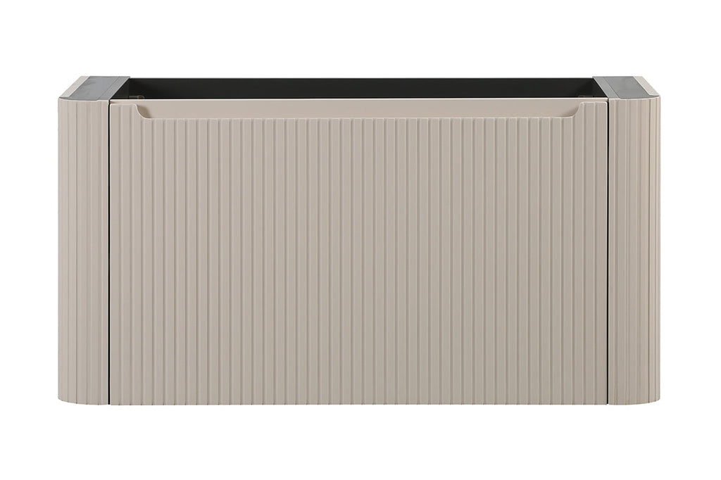 Sulora onderkast afgeronde hoeken geribbeld met 1 lade 1 uitsparing 120 x 48 cm mat beige