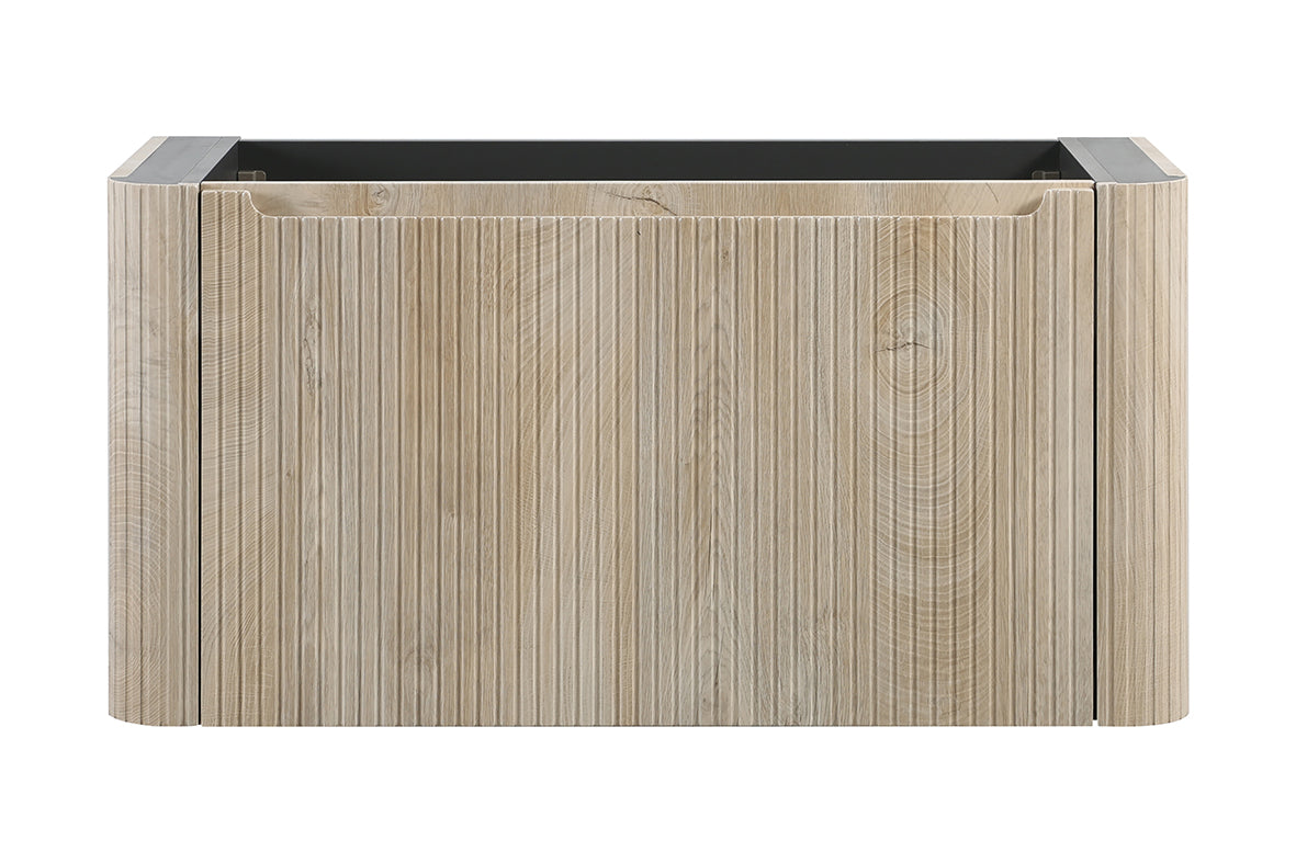 Sulora onderkast afgeronde hoeken geribbeld met 1 lade 1 uitsparing 80 x 48 cm licht eiken