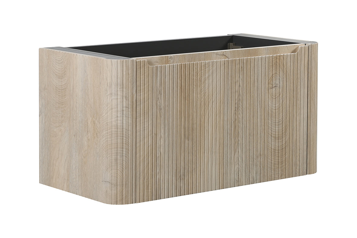 Sulora onderkast afgeronde hoeken geribbeld met 1 lade 1 uitsparing 120 x 48 cm licht eiken Secundaire afbeelding