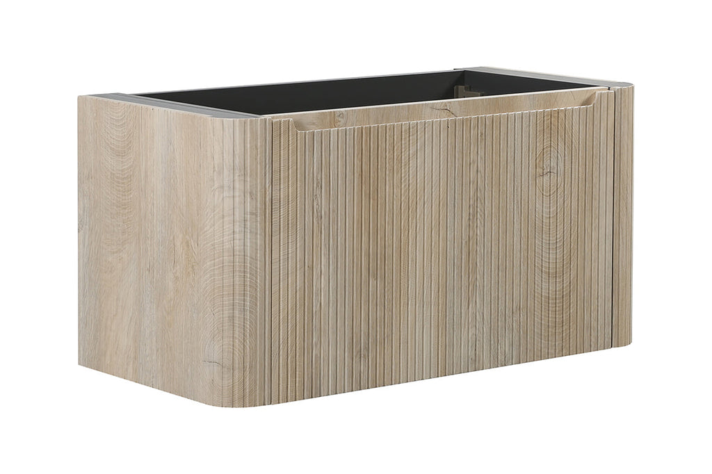 Sulora onderkast afgeronde hoeken geribbeld met 1 lade 1 uitsparing 120 x 48 cm licht eiken
