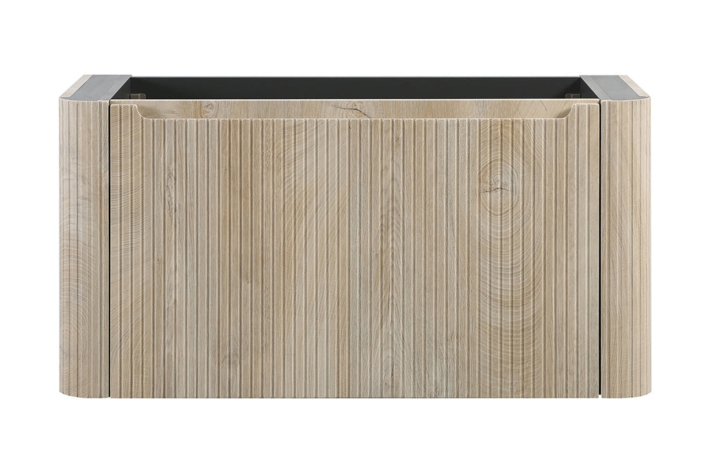 Sulora onderkast afgeronde hoeken geribbeld met 1 lade 1 uitsparing 120 x 48 cm licht eiken