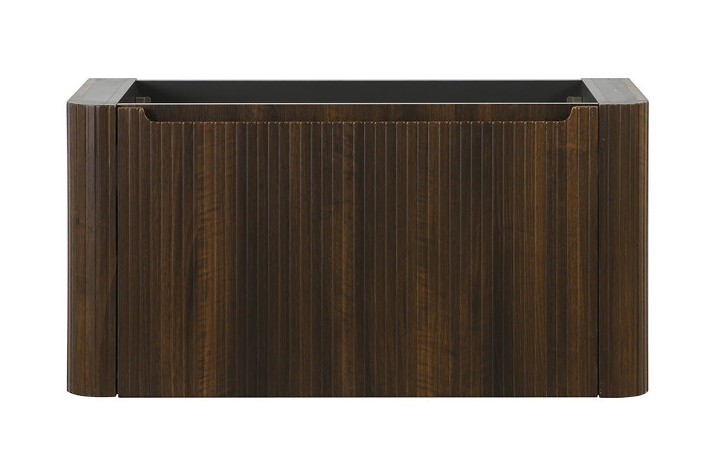 Sulora onderkast afgeronde hoeken geribbeld met 1 lade 1 uitsparing 80 x 48 cm walnoot
