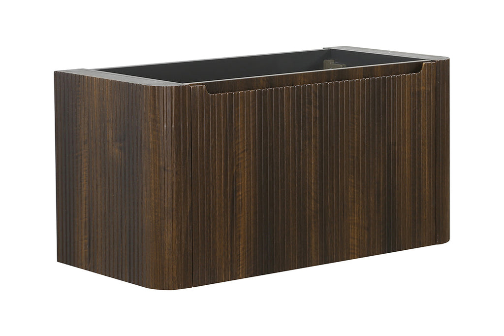 Sulora onderkast afgeronde hoeken geribbeld met 1 lade 1 uitsparing 100 x 48 cm walnoot