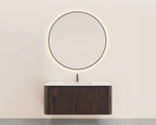 Sulora onderkast afgeronde hoeken geribbeld met 1 lade 1 uitsparing 120 x 48 cm walnoot