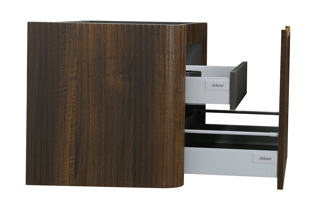 Sulora onderkast afgeronde hoeken geribbeld met 1 lade 1 uitsparing 120 x 48 cm walnoot