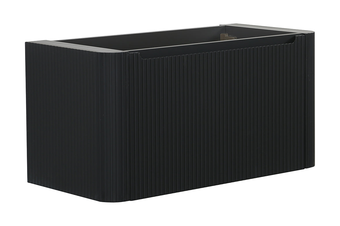 Sulora onderkast afgeronde hoeken geribbeld met 1 lade 1 uitsparing 80 x 48 cm mat zwart Secundaire afbeelding
