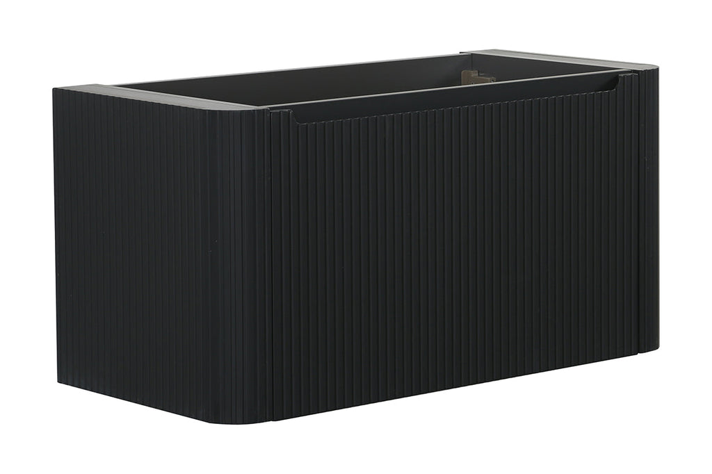 Sulora onderkast afgeronde hoeken geribbeld met 1 lade 1 uitsparing 80 x 48 cm mat zwart